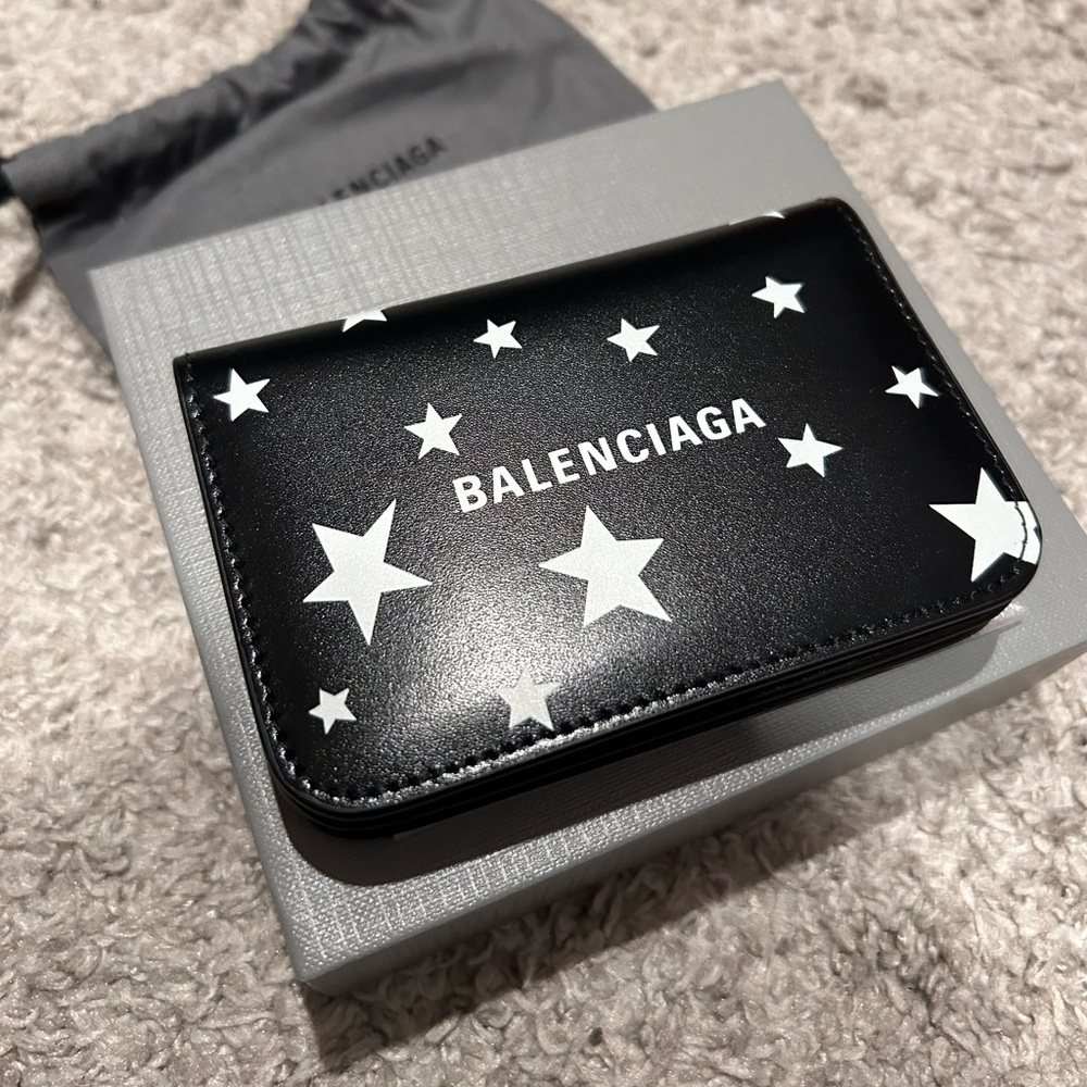 Balenciaga Leather star print card wallet